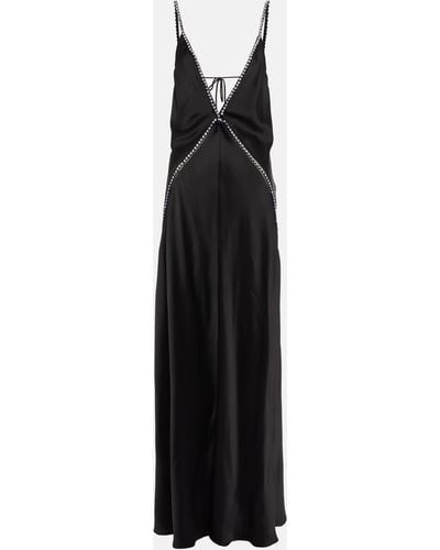 Stella McCartney Crystal Frame Double Satin A-line Maxi Dress - Black