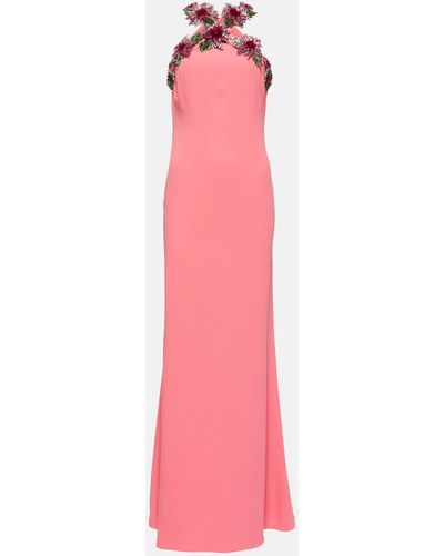 Oscar de la Renta Dahlia Embellished Gown - Pink
