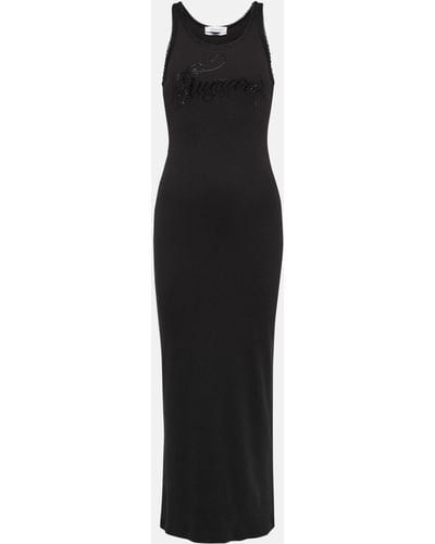 Blumarine Logo Cotton-blend Maxi Dress - Black