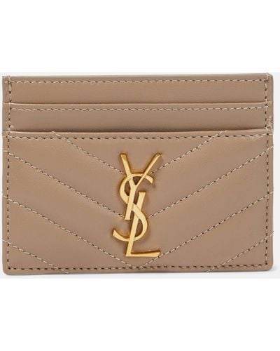 Saint Laurent Monogram Leather Card Holder - Natural