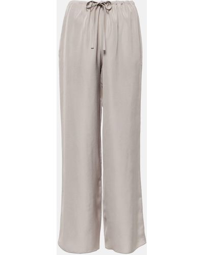 The Row Jugi Mid-rise Silk Wide-leg Pants - Grey