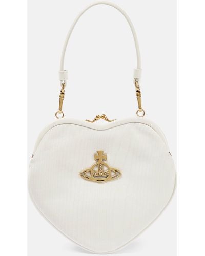 Vivienne Westwood Belle Heart Mini Leather-trimmed Shoulder Bag - White