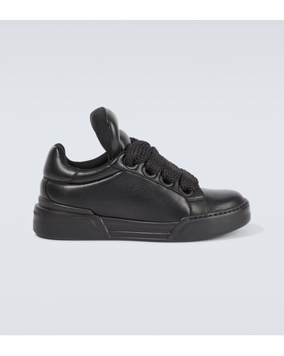 Dolce & Gabbana Mega Skate Leather Sneakers - Black