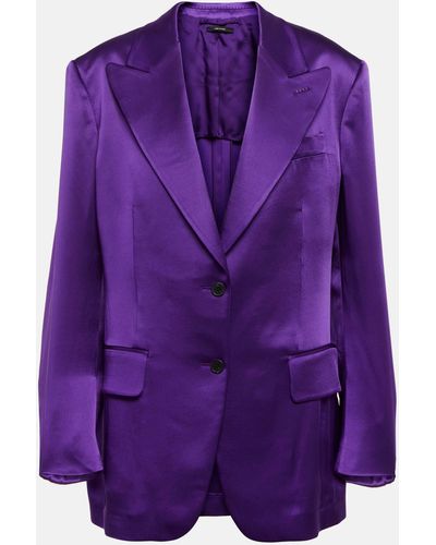 Tom Ford Double-breasted Satin Blazer - Purple