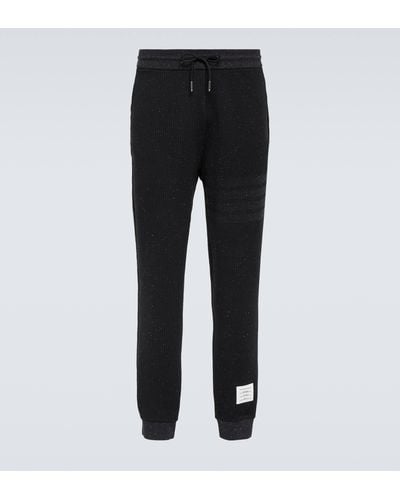 Thom Browne 4-bar Cotton And Silk Sweatpants - Black