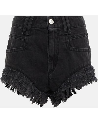 Isabel Marant Eneidao Fringe-trimmed Denim Shorts - Black