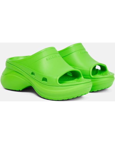 Balenciaga Pool Crocs Slide Sandals - Green