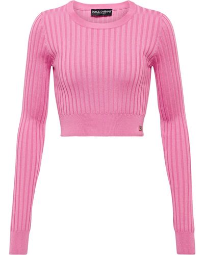 Dolce & Gabbana Cropped-Pullover DG aus Seide - Pink