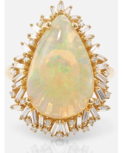 Suzanne Kalan One Of A Kind 18kt Gold Ring With Opal And Diamonds - Metallic
