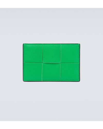 Bottega Veneta Intreccio Leather Card Case - Green