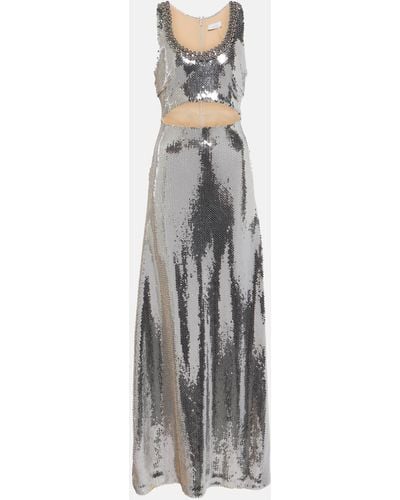 Rabanne Sequined Cutout Maxi Dress - Grey