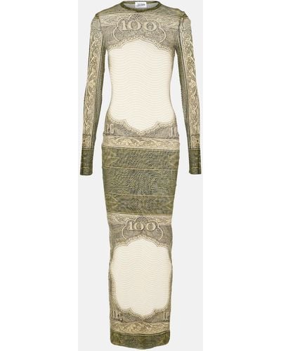 Jean Paul Gaultier Printed Mesh Maxi Dress - Natural