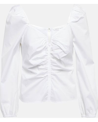 Veronica Beard Puff-sleeve Cotton Top - White