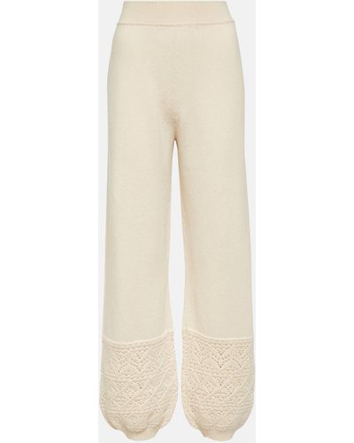 Loro Piana Crochet-detail Cashmere Pants - Natural