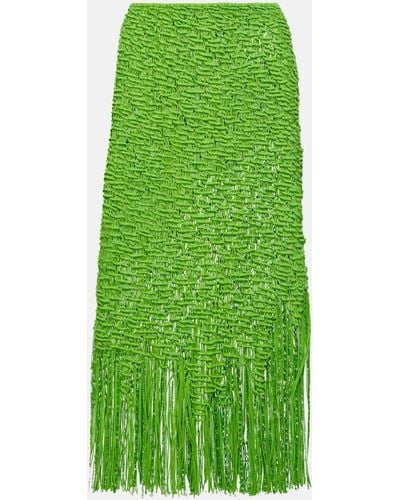 Roberta Einer Element Fringed Cotton Midi Skirt - Green