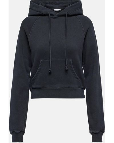 The Row Timmi Cropped Cotton-blend Jersey Hoodie - Blue