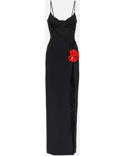 David Koma Evening Dress With Flower Appliqué - Black
