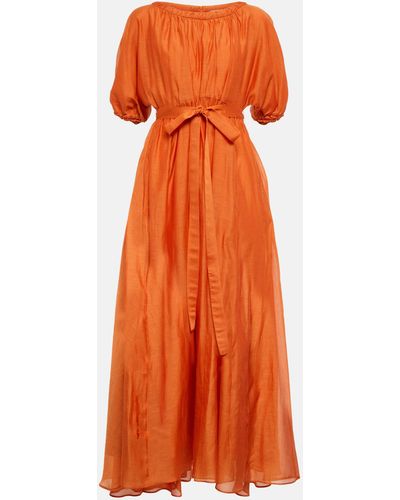 Max Mara Fresia - Cotton And Silk Dress - Orange