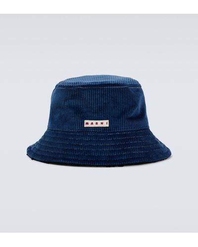 Marni Corduroy Bucket Hat - Blue
