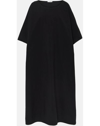 The Row Isora Cotton Poplin Midi Dress - Black