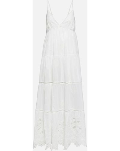 Velvet Michelle Embroidered Cotton Maxi Dress - White