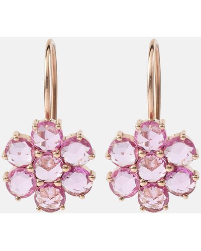 Ileana Makri Daisy Bloom 18kt Rose Gold Earrings With Sapphires - Pink