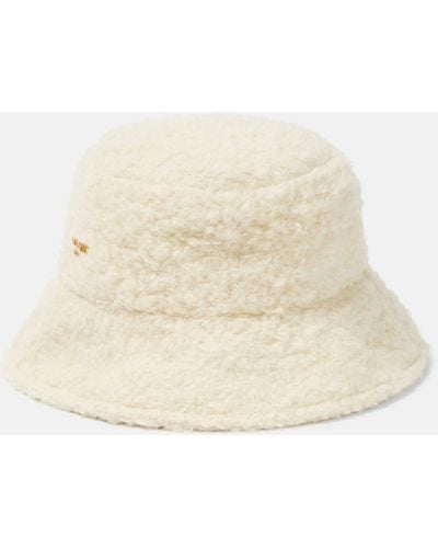 Balmain Logo Wool-blend Bucket Hat - Natural