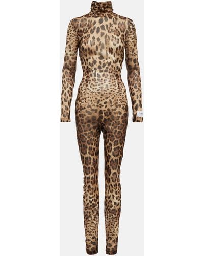 Dolce & Gabbana X Kim Leopard-print Silk-blend Jumpsuit - Natural