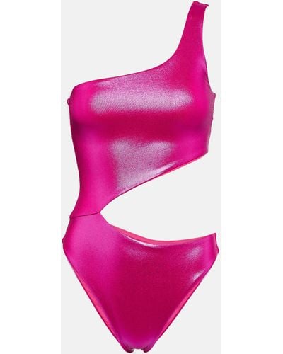 Melissa Odabash Nassau Metallic Asymmetric Swimsuit - Pink