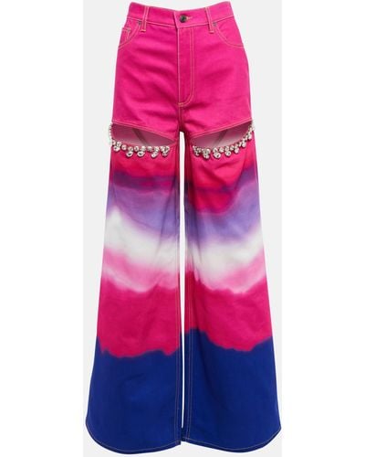 Area Tie Dye Crystal Wide Leg Jeans - Pink