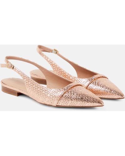 Malone Souliers Jama Embossed Leather Slingback Flats - Pink