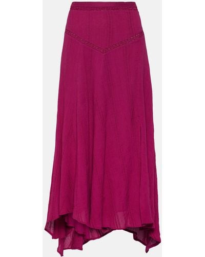 Isabel Marant Aline Pleated Cotton-blend Midi Skirt - Pink