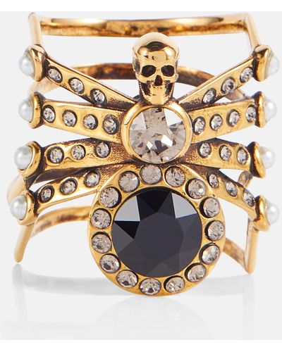 Alexander McQueen Embellished Spider Ring - Orange