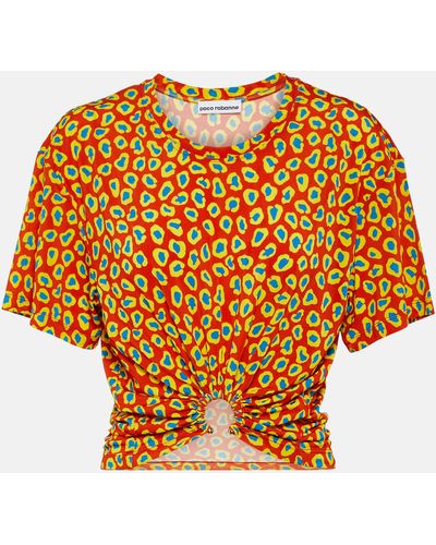 Rabanne Second Skin Leopard-print Top - Orange