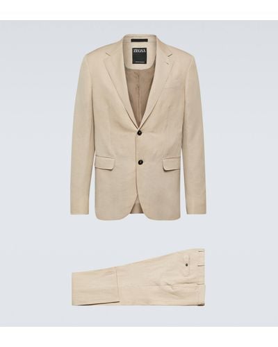 Zegna Trofeo Wool And Linen Suit - Natural