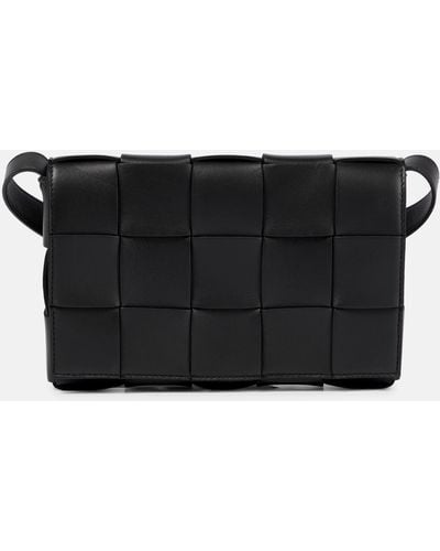Bottega Veneta Cassette Leather Shoulder Bag - Black