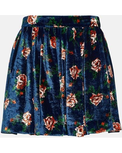 KENZO Floral Velvet Miniskirt - Blue