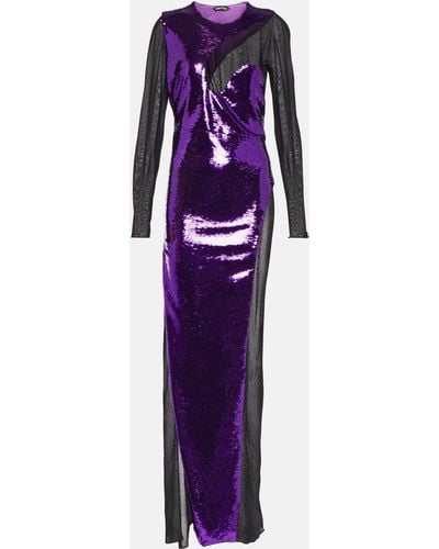 Tom Ford Sequined Maxi Dress - Purple