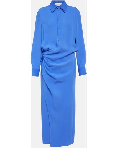 Valentino Cady Couture Silk Shirt Dress - Blue