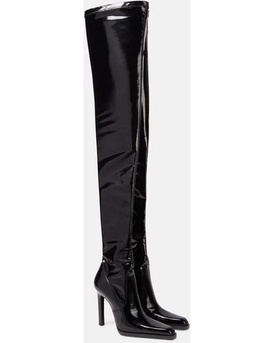 Saint Laurent Nina Patent Leather Over-the-knee Boots - Black
