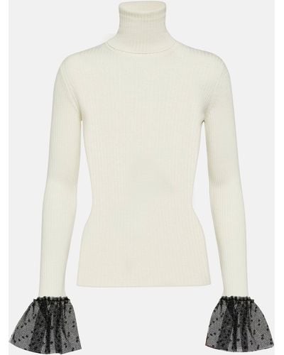 RED Valentino Ribbed-knit Wool-blend Top - White