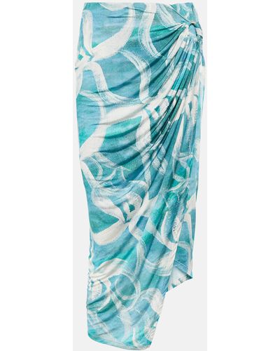 Louisa Ballou Coastline Printed Midi Skirt - Blue