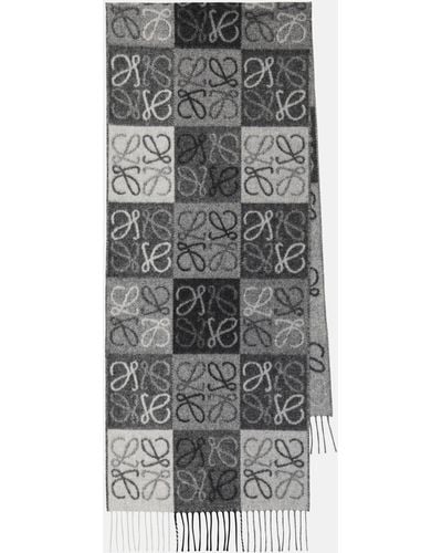 Loewe Anagram Wool And Cashmere Scarf - Grey
