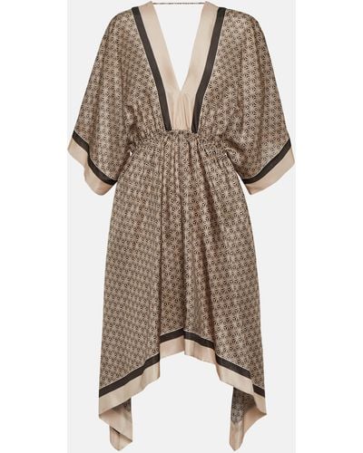 Brunello Cucinelli Printed Silk Kaftan - Brown