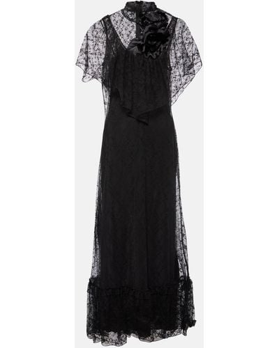 Rodarte Lace-trimmed Midi Dress - Black