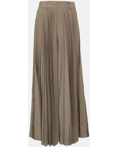 Sacai Pleated High-rise Wide-leg Pants - Natural