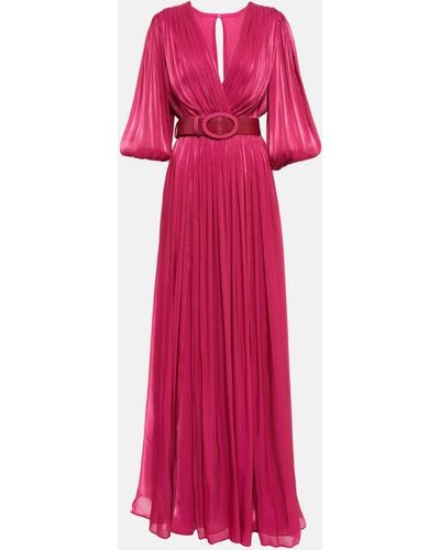 Costarellos Mira Pleated Georgette Gown - Pink