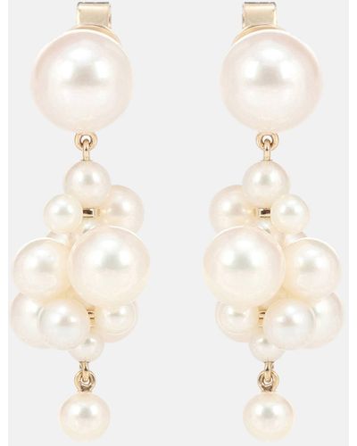 Sophie Bille Brahe Botticelli 14kt Gold Earrings With Pearls - White