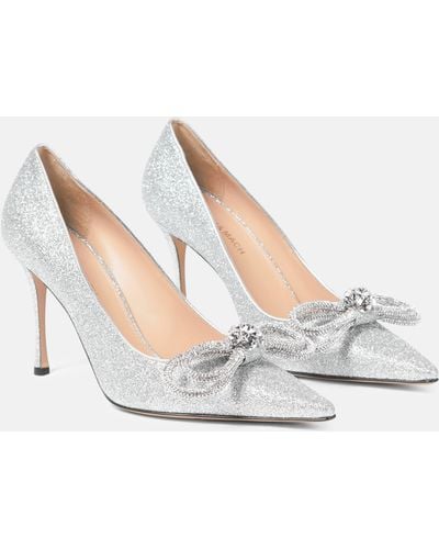 Mach & Mach Double Bow Crystal-embellished Pumps - White