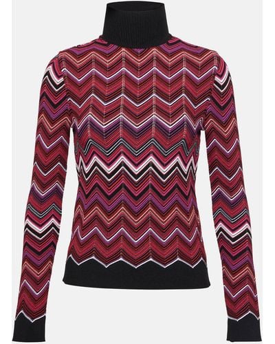 Missoni Zig-zag Knit Turtleneck Sweater - Red